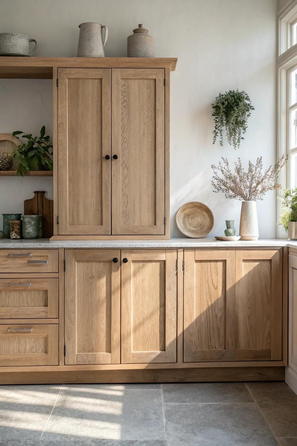 Elevate your kitchen with a custom mix of cabinet styles, blending shaker and flat panels for a touch of unique elegance.