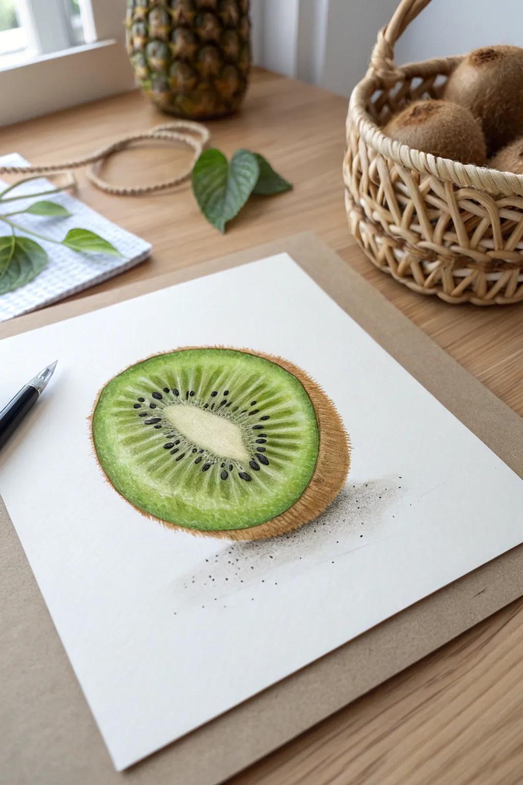 A splash of nature's palette captured in a single kiwi slice. 🍃 #ArtisticSundays #ScandiBoho