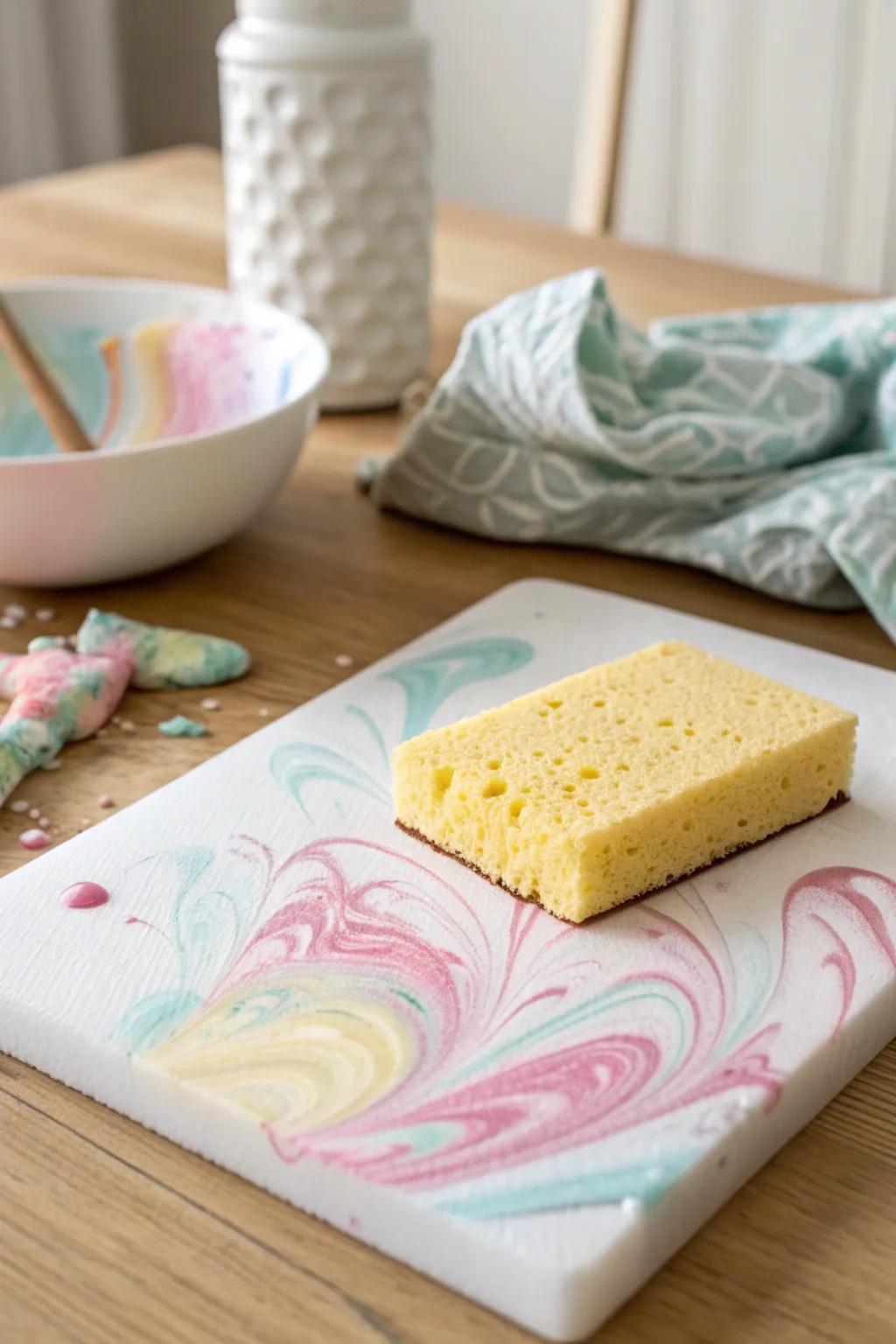 Unleash creativity with a simple kitchen sponge—your new tool for artistic expression!