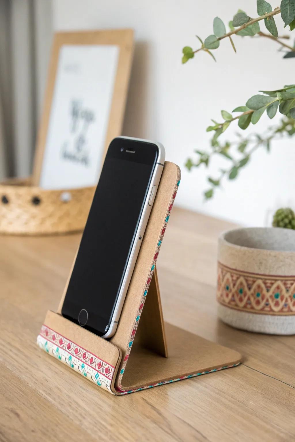 Discover the beauty in simplicity with this chic DIY cardboard phone stand.
