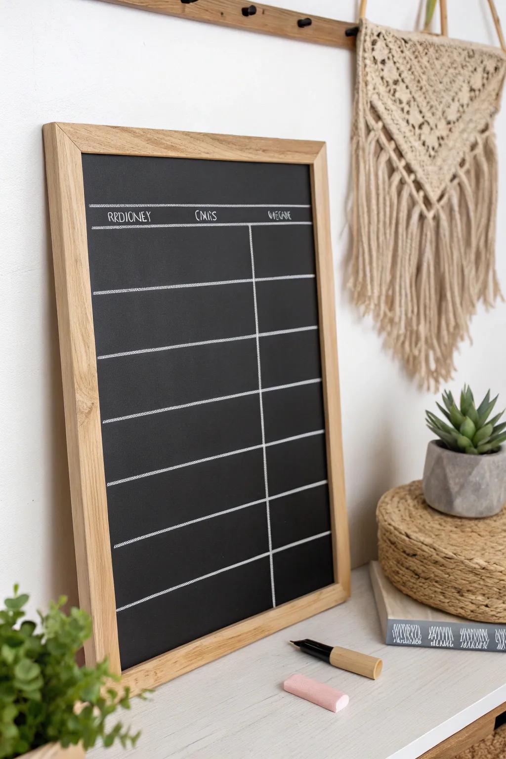 Revolutionize your home organization with a touch of Scandinavian minimalism. #ChalkboardMagic #DIYChoreChart