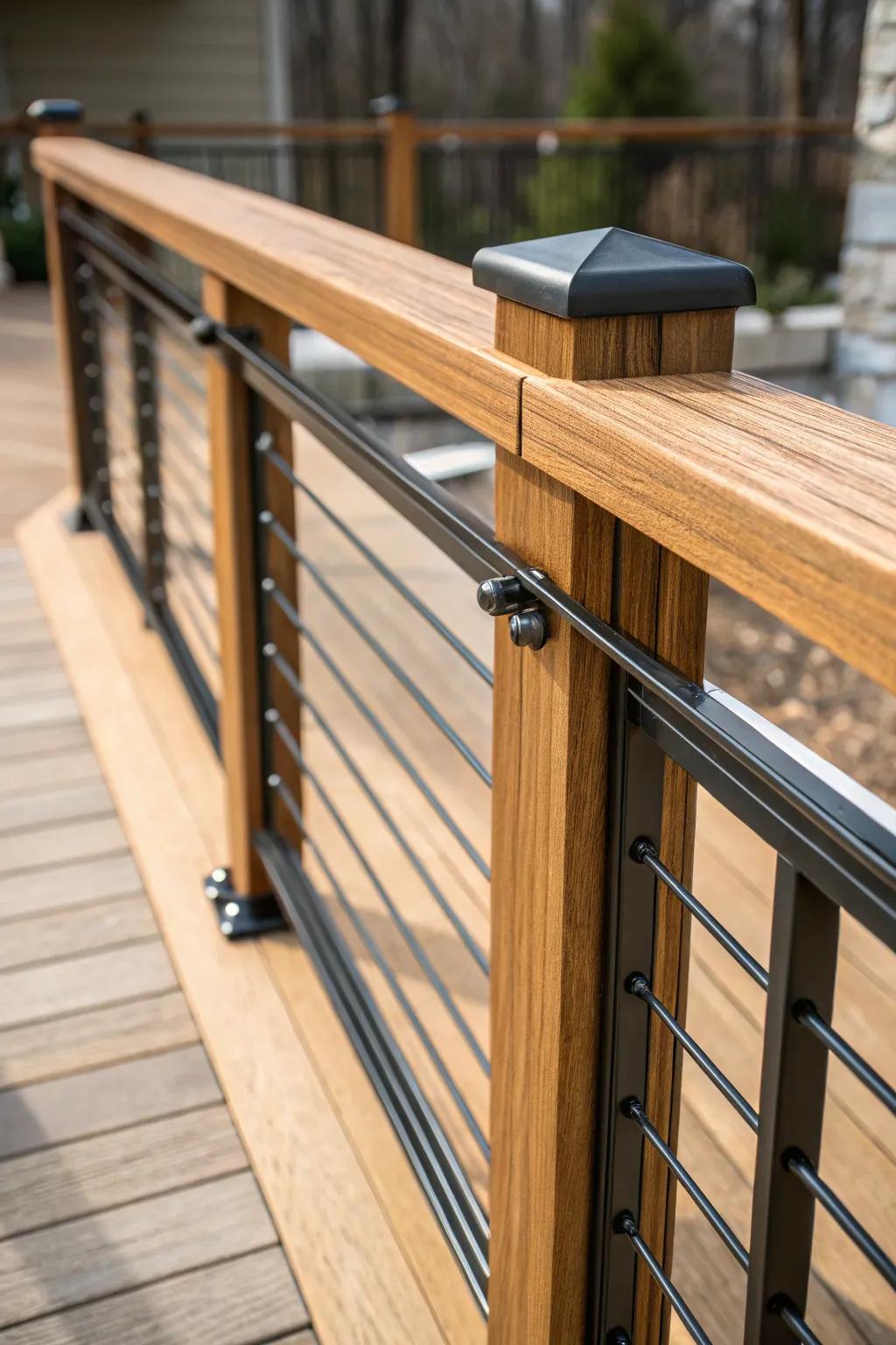Elevate your outdoor space with a perfect blend of rustic wood and modern metal.