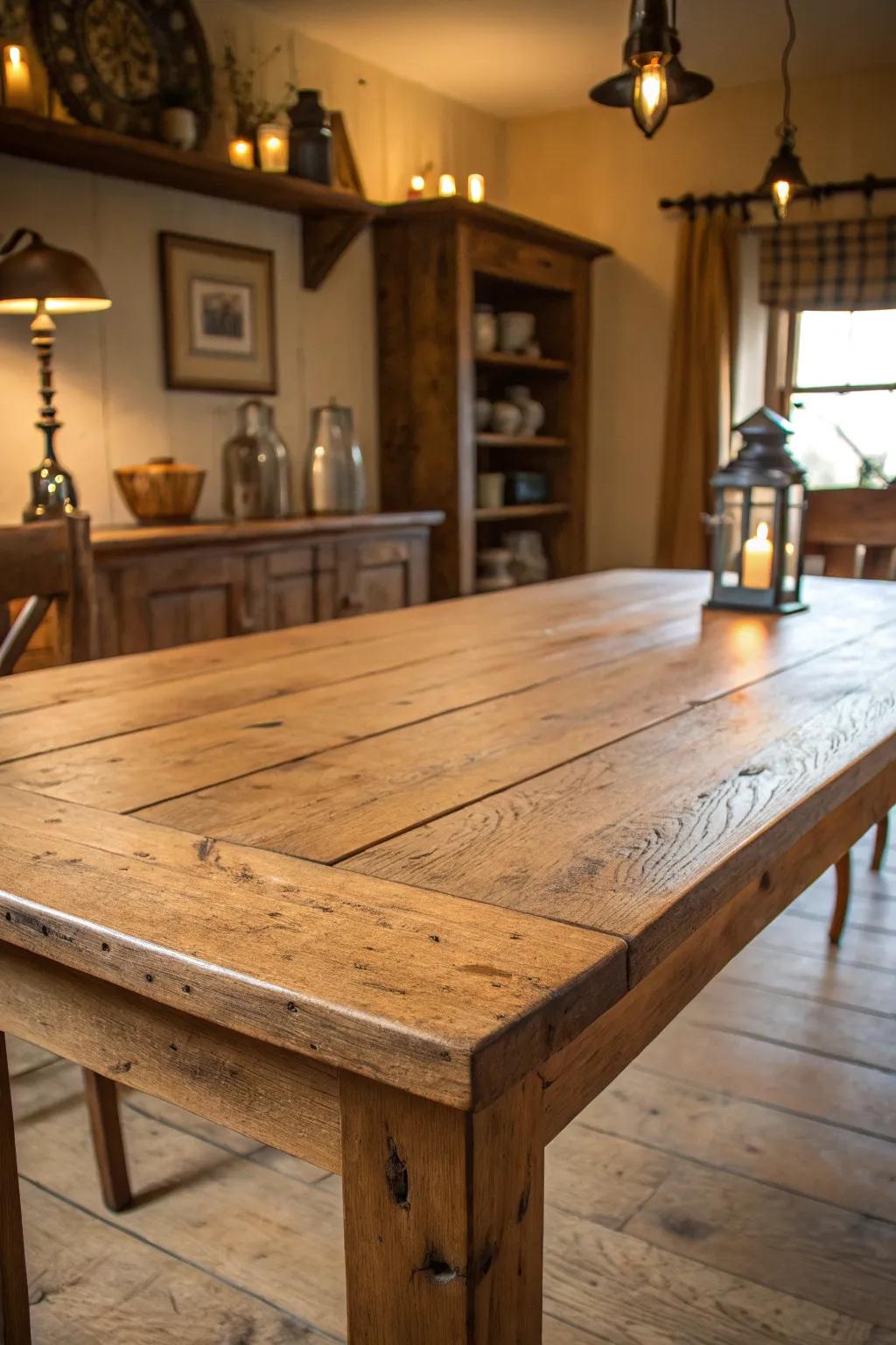 Gather around timeless craftsmanship with this rustic farmhouse dining table.