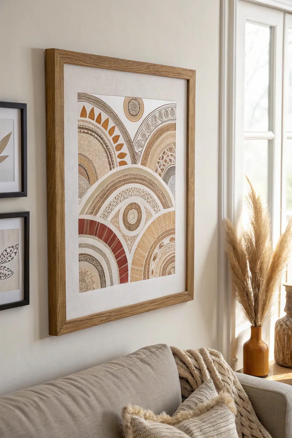 Elevate your space with charming framed scrapbook art — where simplicity meets natural beauty.