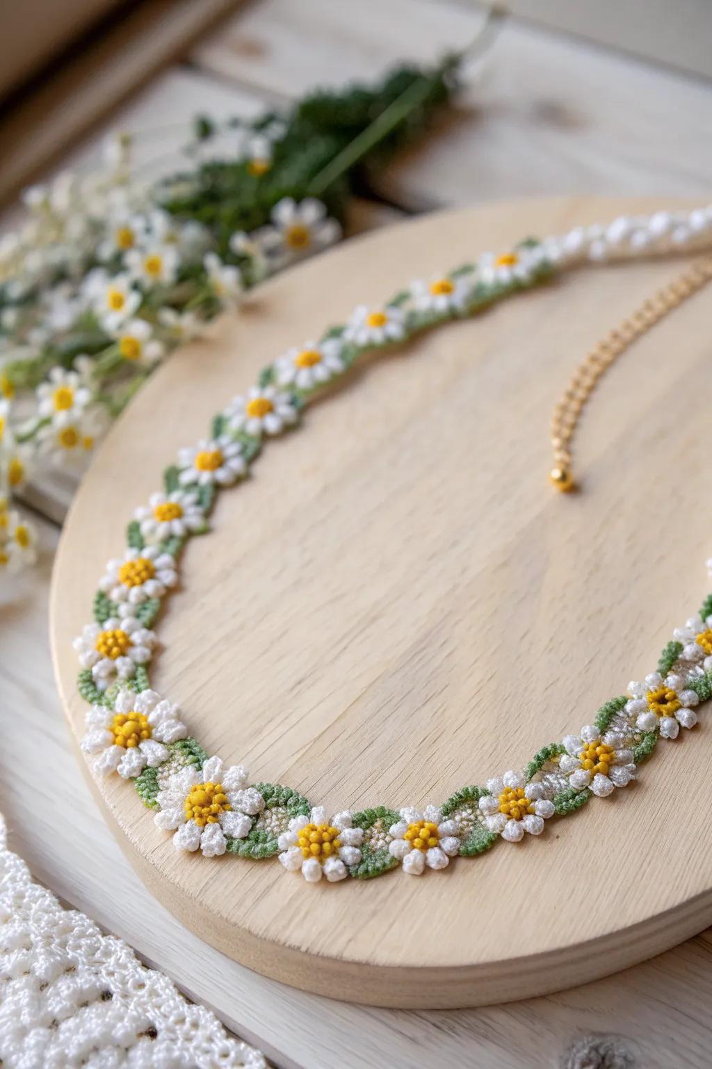 Embrace the beauty of spring with this floral seed bead masterpiece.