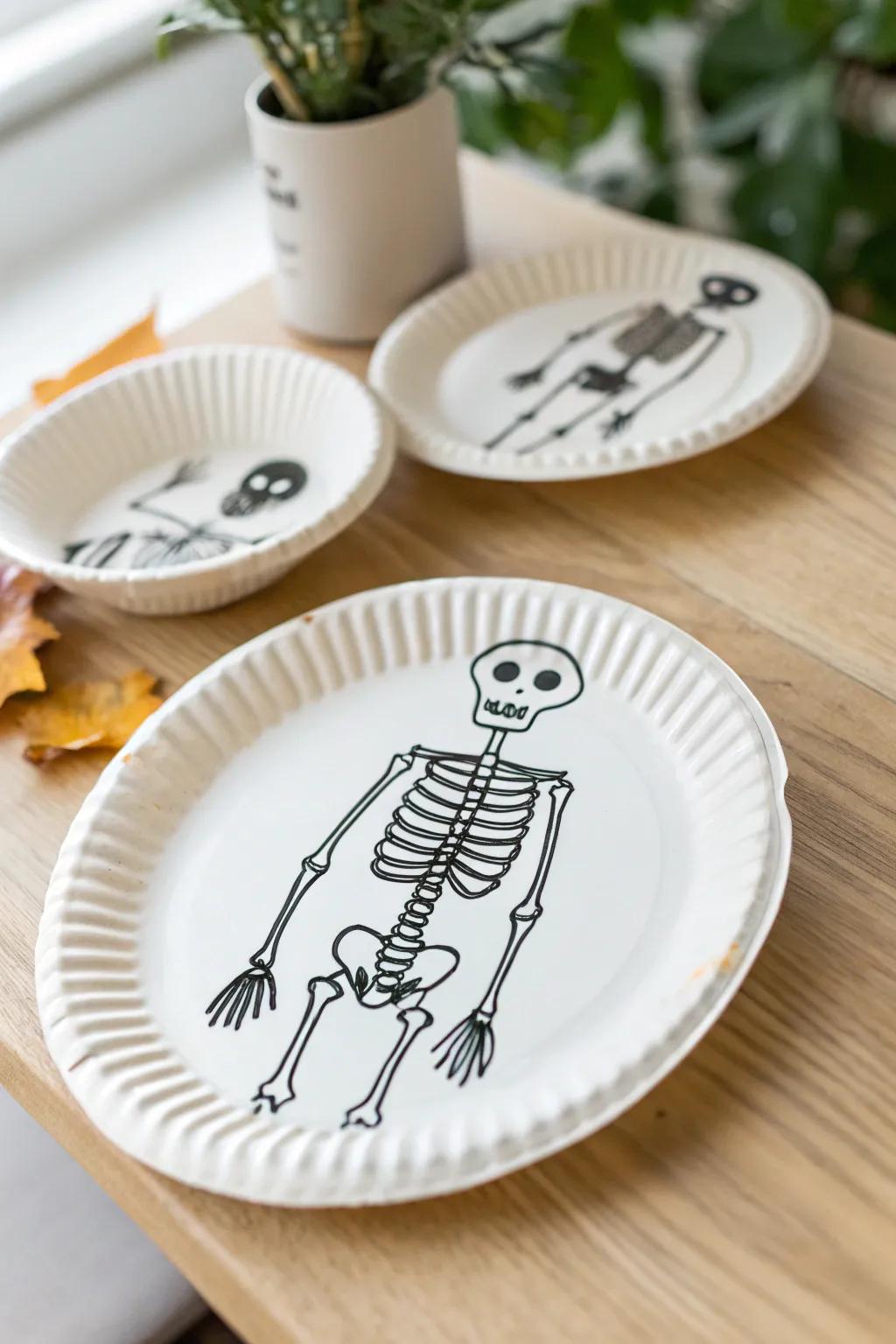 Crafted with love: a charming paper plate skeleton that brings joy and creativity to your home.