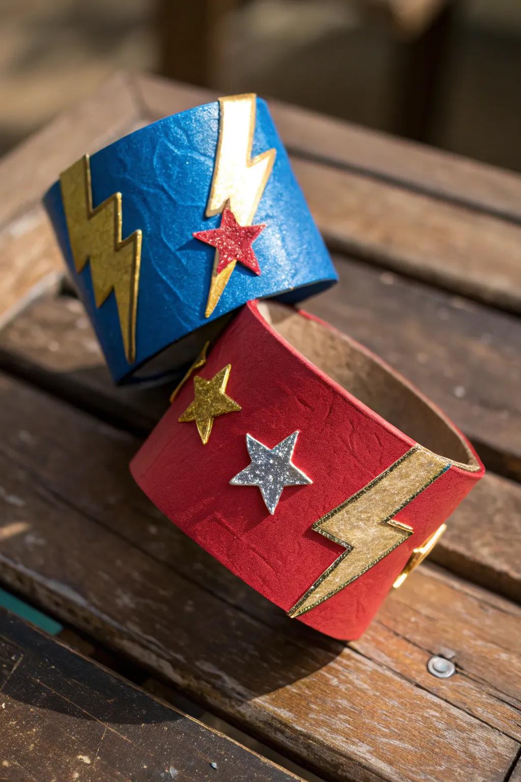 Elevate your hero game with these handcrafted superhero wrist cuffs – a DIY project that transforms simple materials into epic accessories!