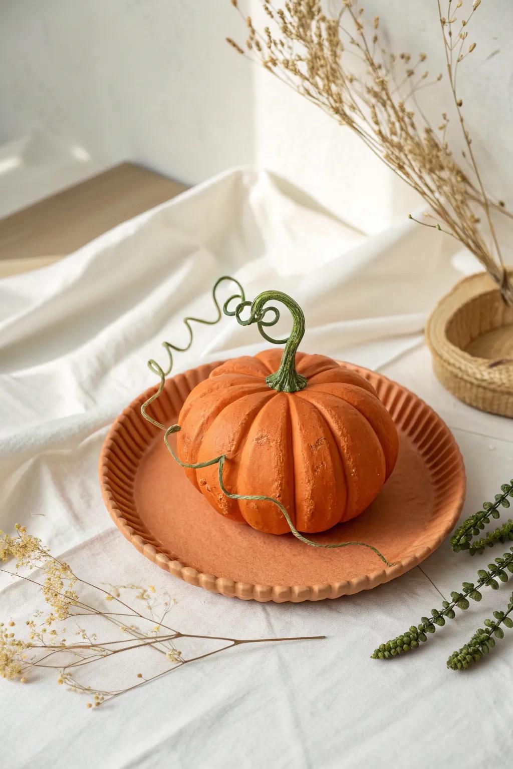 Transform simple paper plates into charming pumpkin decor with a touch of Scandinavian elegance.