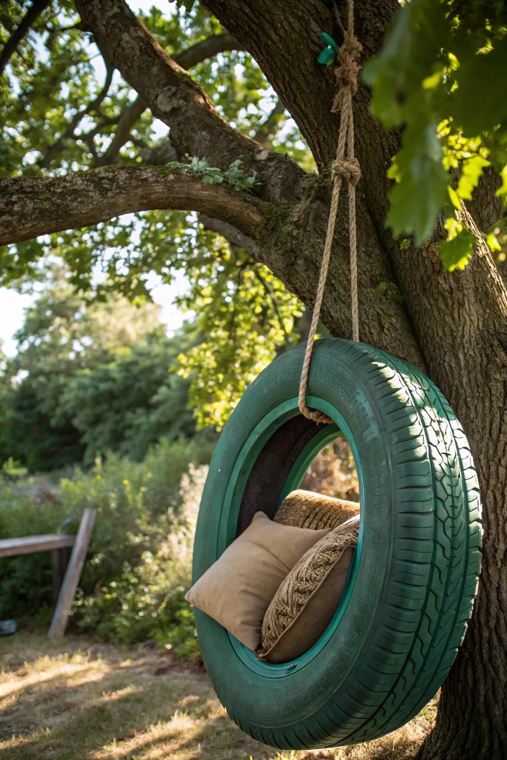 Embrace backyard whimsy with this handcrafted garden swing seat.
