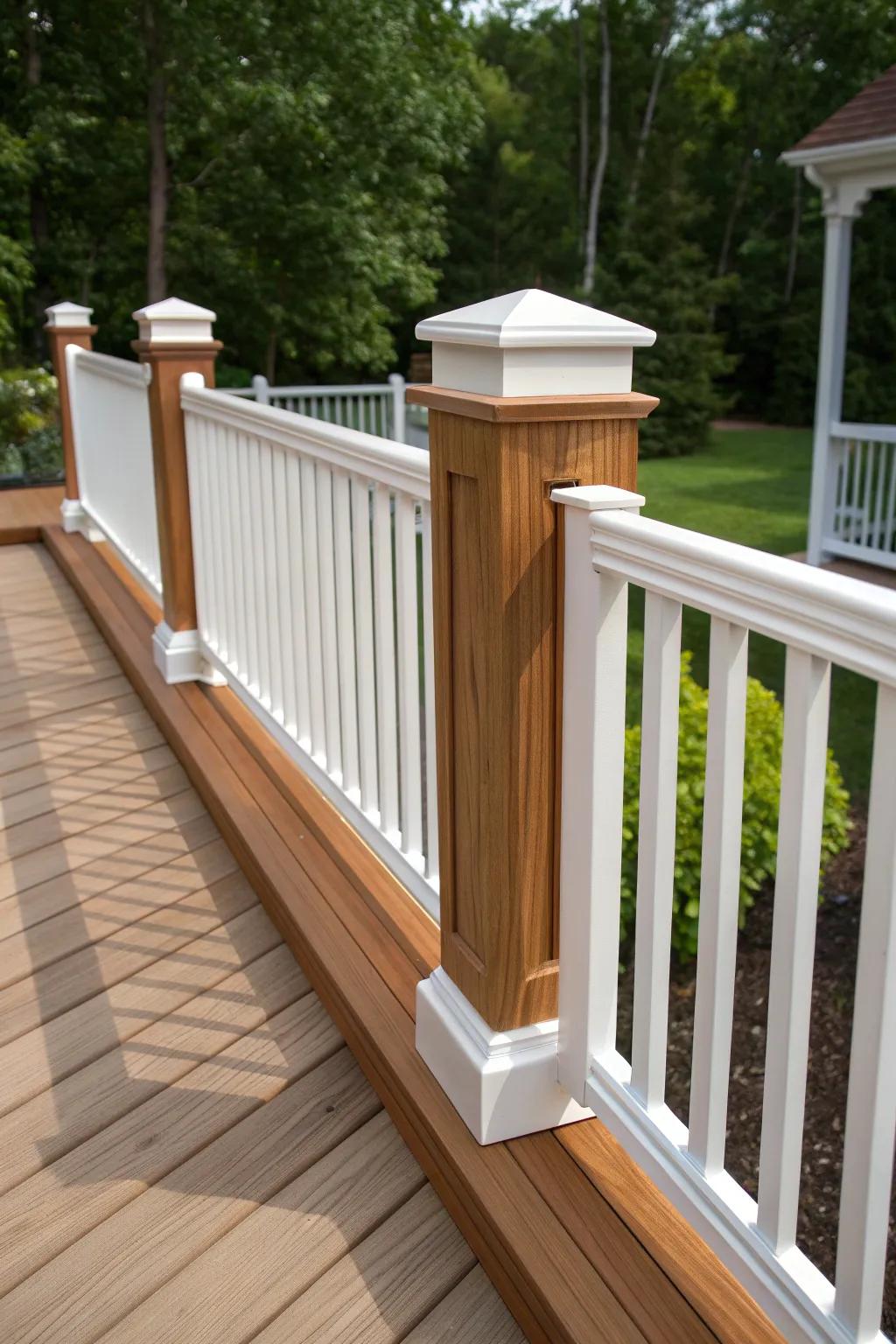 Elevate your outdoor space with the perfect blend of vinyl and wood for a cozy, stylish deck.