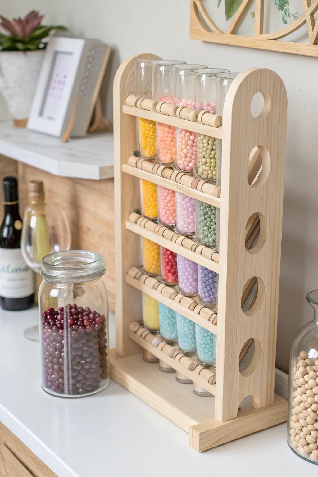 Transform wine storage into a bead lover's dream with this chic upcycled wine rack organizer!