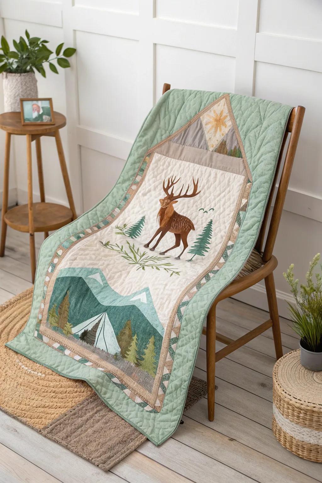 Embrace the spirit of adventure with a quilt that captures the essence of the great outdoors.