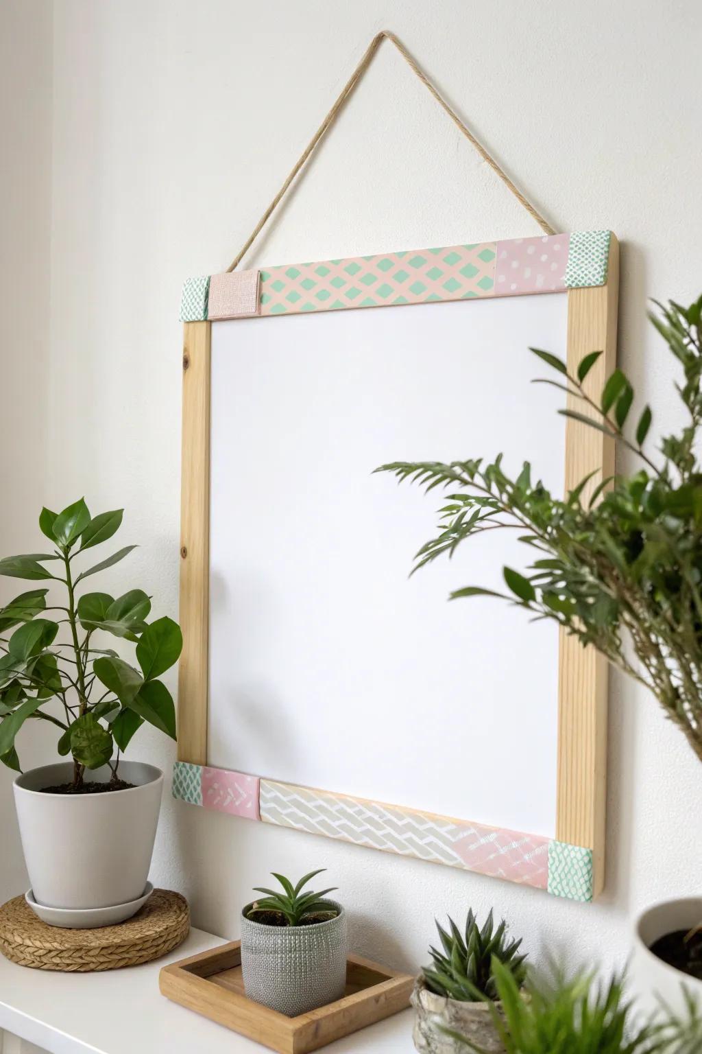 Elevate your homeschooling space with a DIY whiteboard frame that blends simplicity and personal style.