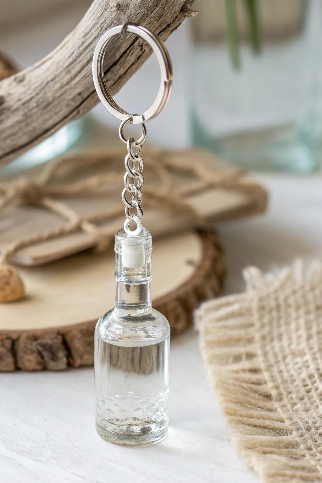 Crafted Elegance: Transform your keys with this charming mini bottle keychain!