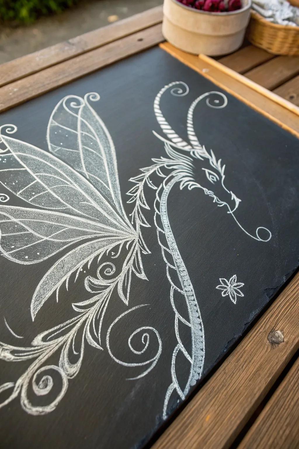 Whimsical Wonder: Discover the beauty in simplicity with this enchanting chalk creation.