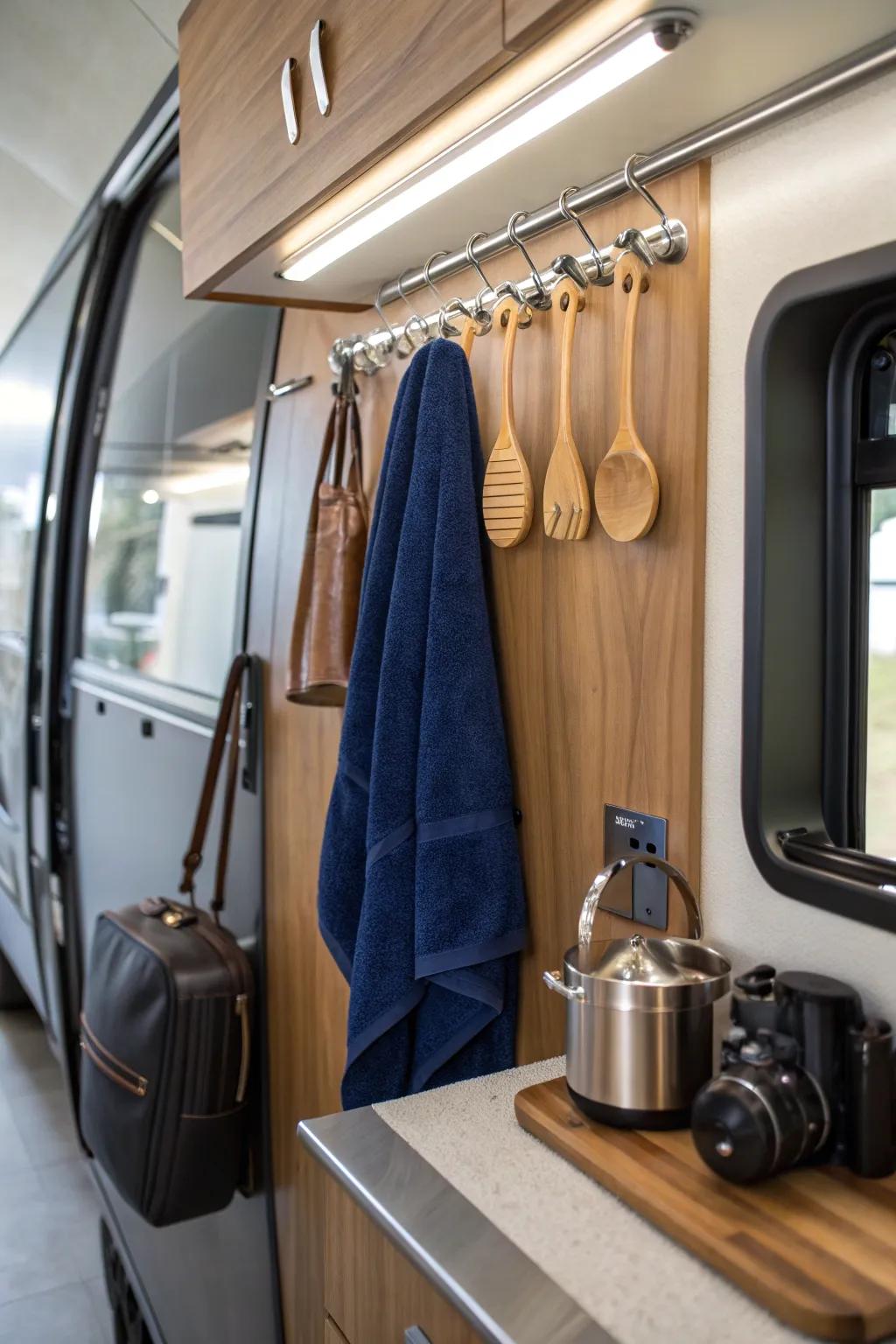 Maximize your Airstream's potential with stylish, space-saving hooks.