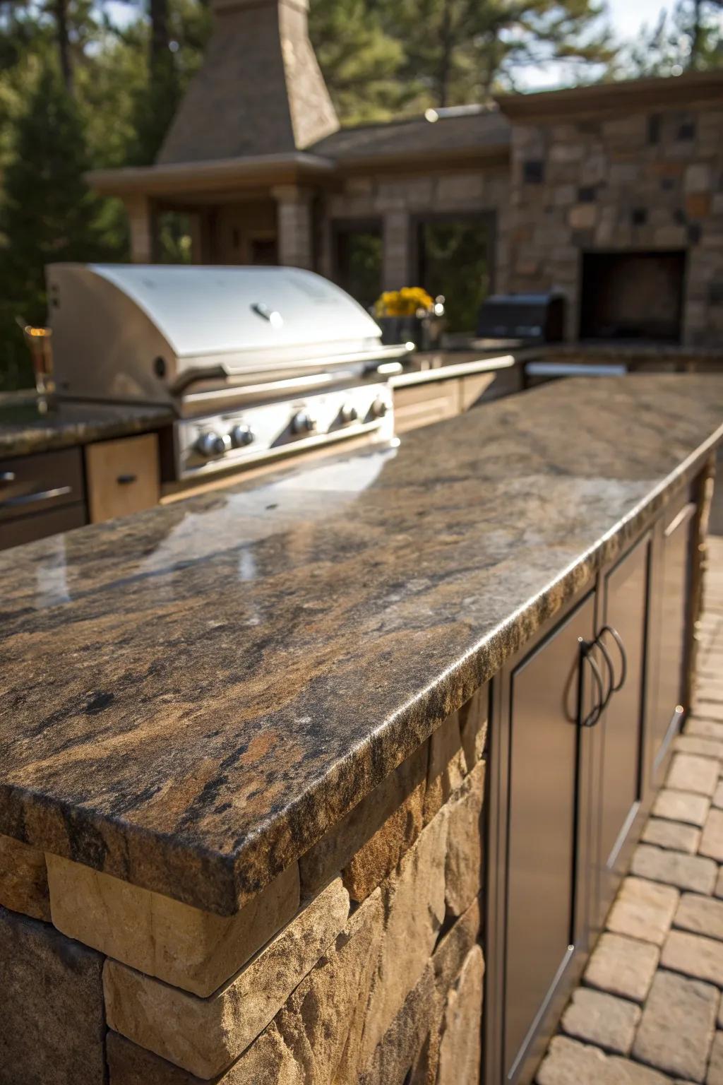 Elevate your outdoor kitchen with the timeless elegance of a durable granite countertop.