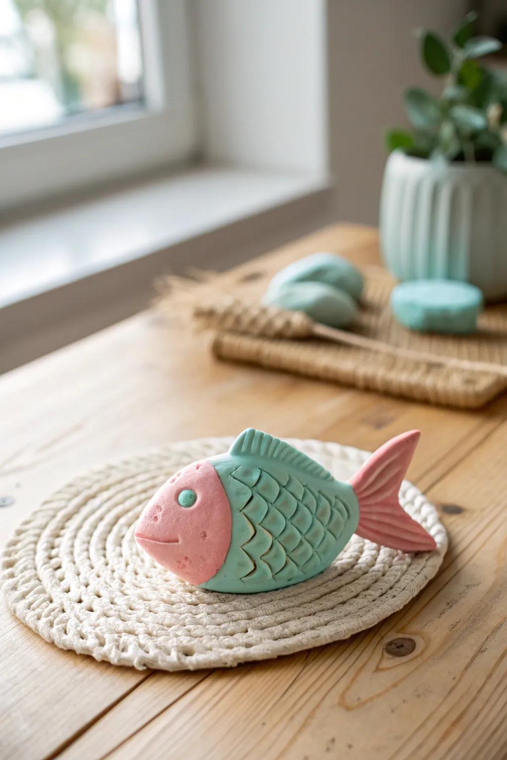 Craft your worries away with this charming playdough fish, capturing the essence of simplicity and creativity.