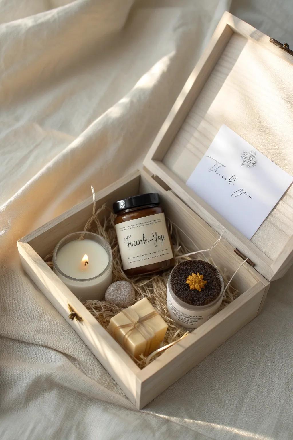 Discover the joy of themed thank-you boxes, where each item tells a story of gratitude and craftsmanship.