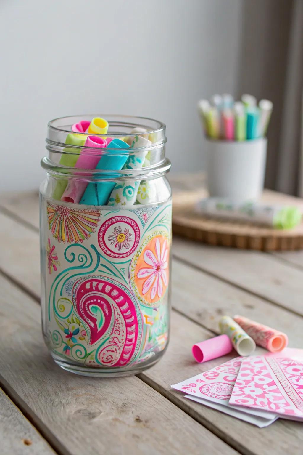 Brighten your birthday with a pop of color! This neon-painted tip jar is a party conversation starter. 🎨✨ #BirthdayDecor #ScandiBoho