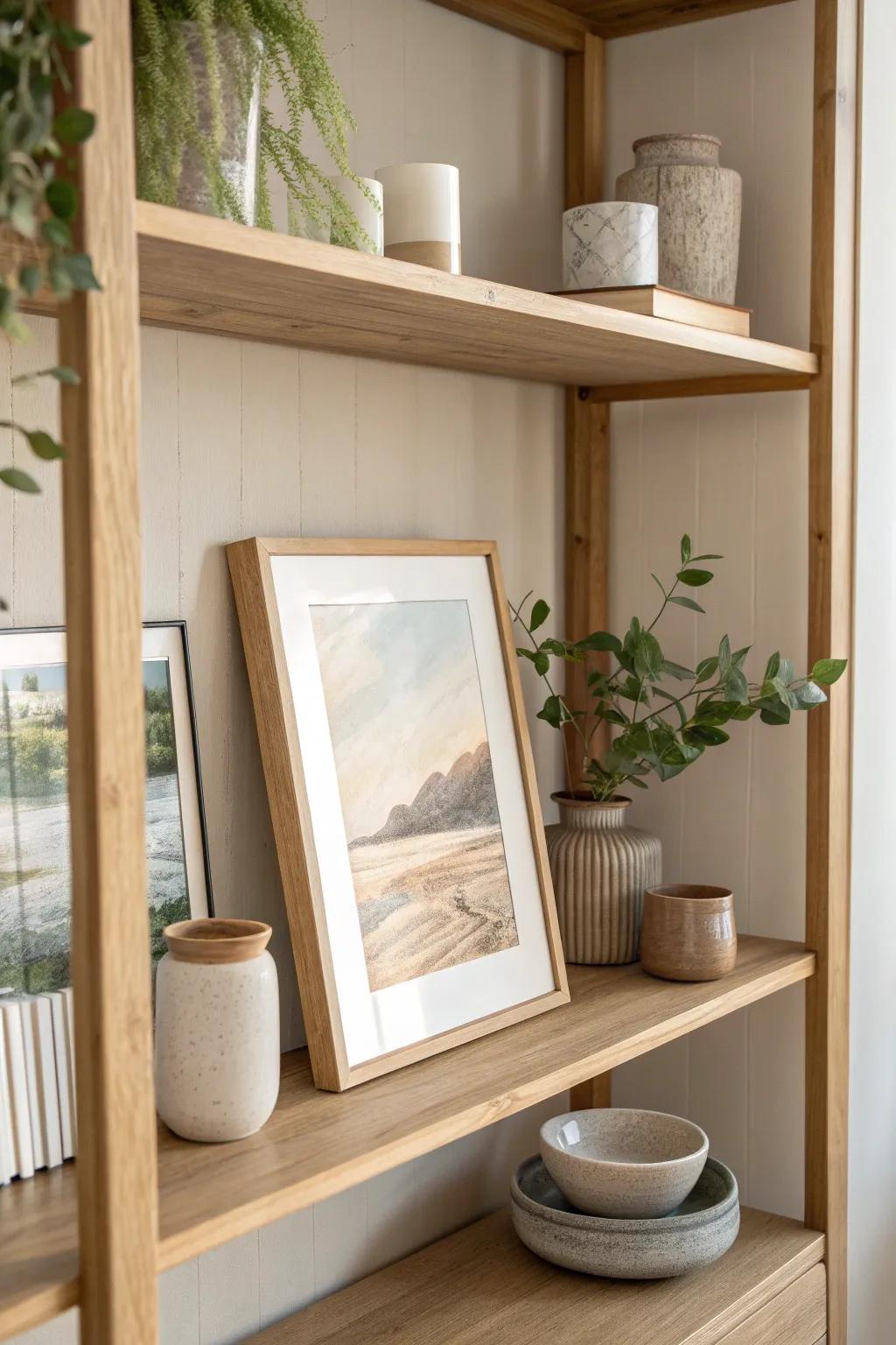 Elevate your bookshelf with a touch of art and simplicity. #ScandinavianStyle #BohoChic