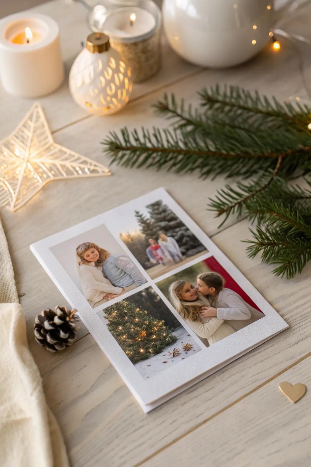 Capture cherished moments with a heartfelt collage card for Mom this Christmas.