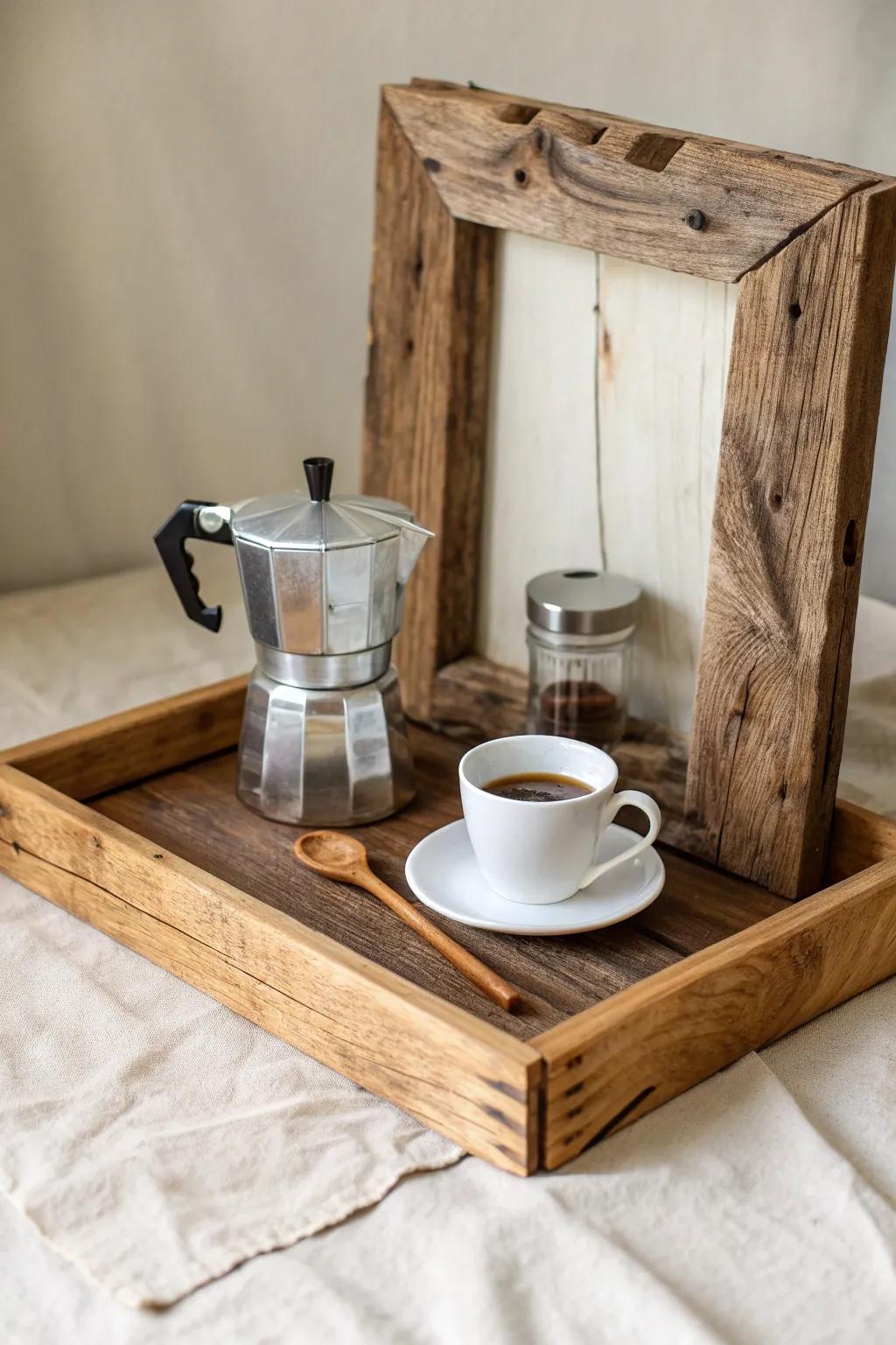 Warm up your coffee corner with rustic charm and minimalist elegance.