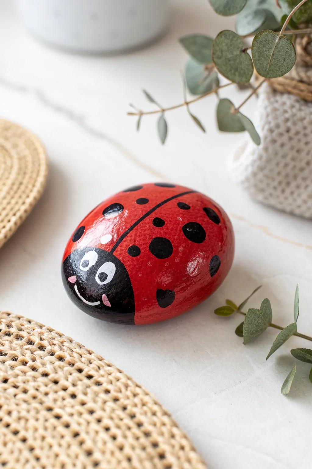 Craft your own little nature companion with these charming ladybug rocks!