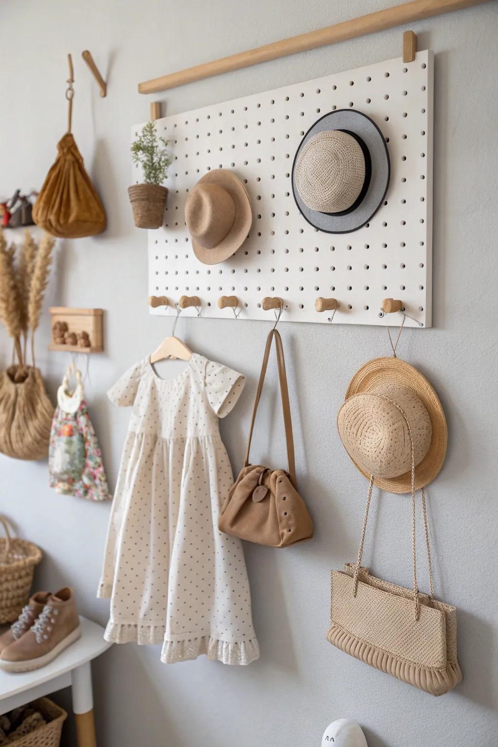 Transform your space with a chic pegboard for doll accessories – where simplicity meets style!