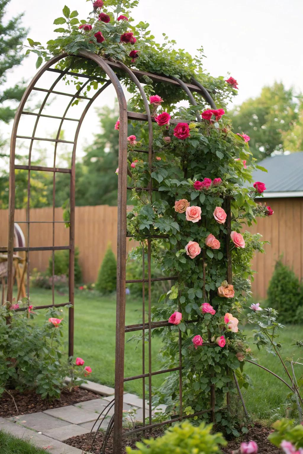 Elevate your garden with a trampoline trellis masterpiece.