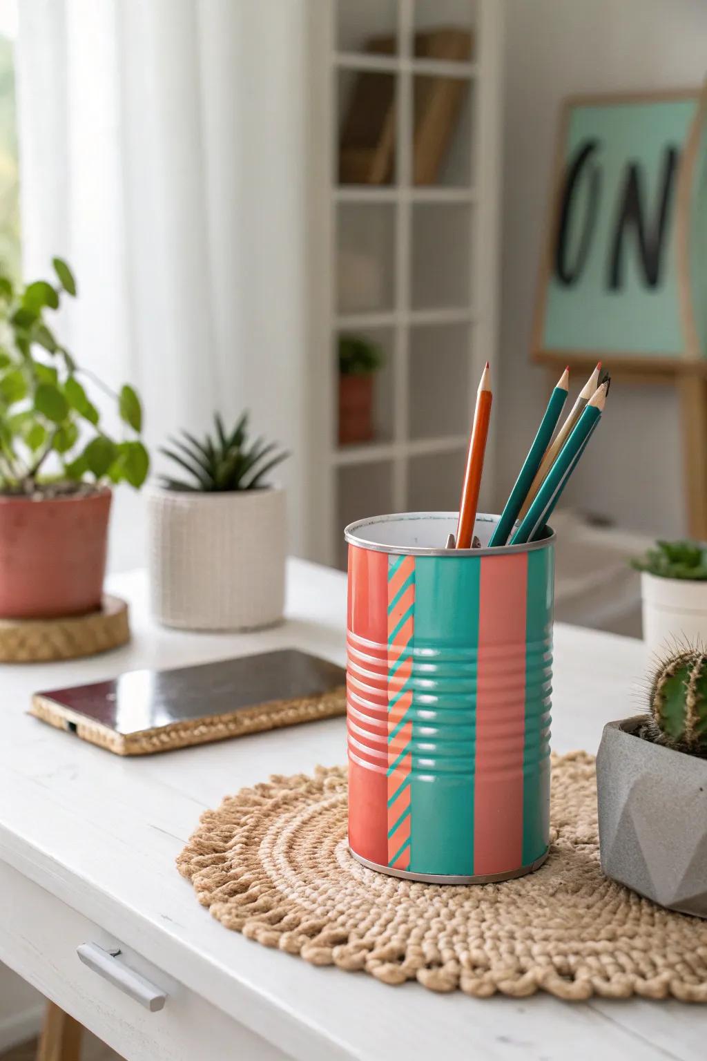 Infuse your workspace with creativity and color—a simple DIY transformation for an inspiring desk vibe.