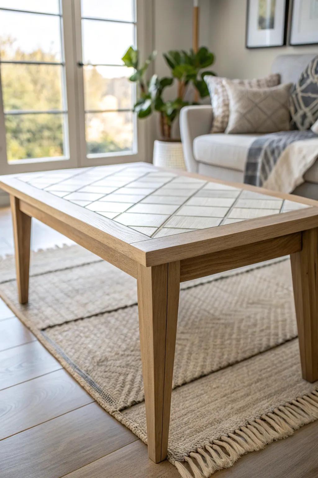 Sleek Simplicity: Transform your space with a minimalist tile table that exudes modern elegance.