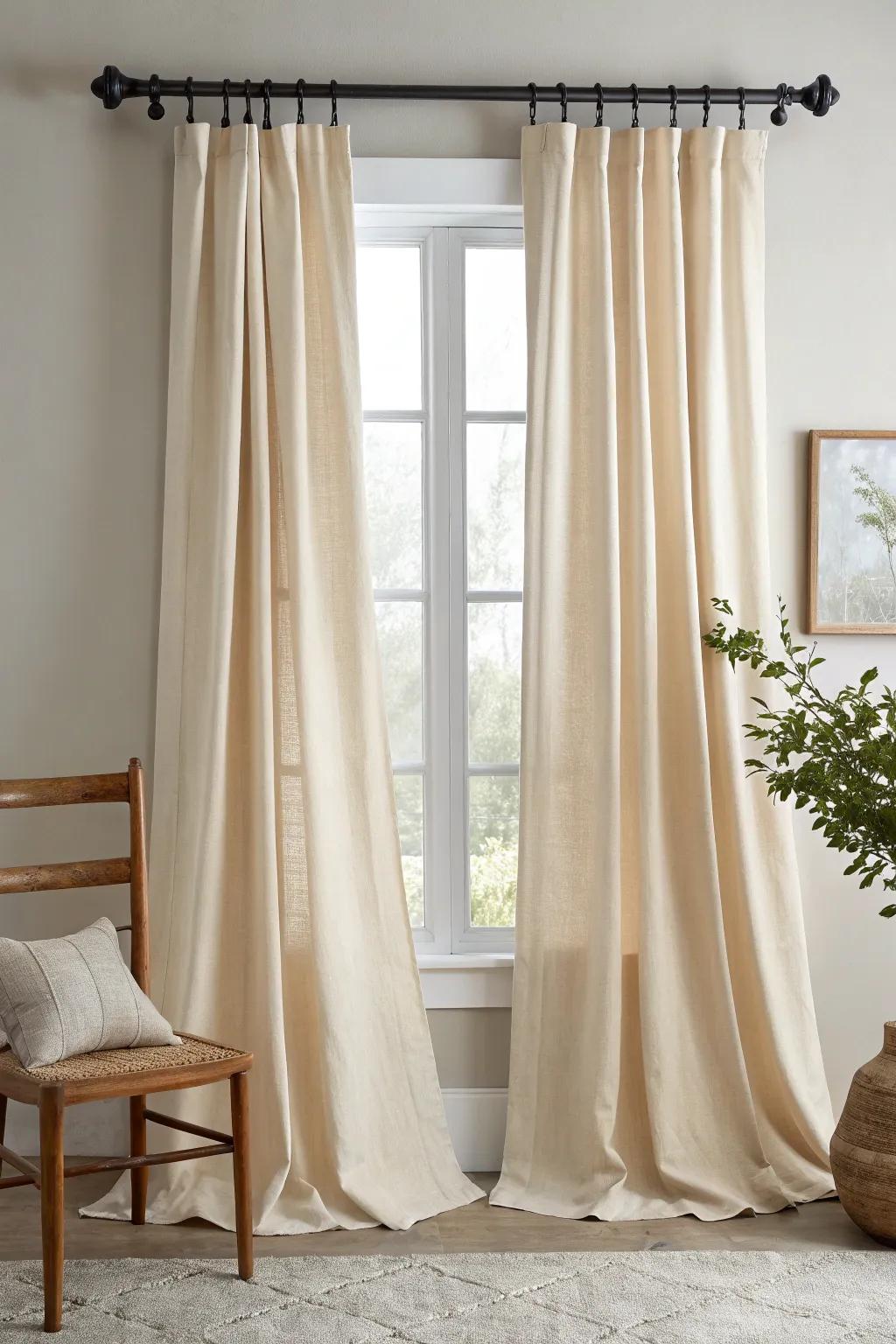 Effortless elegance: Transform your space with chic, no-sew drop cloth curtains.