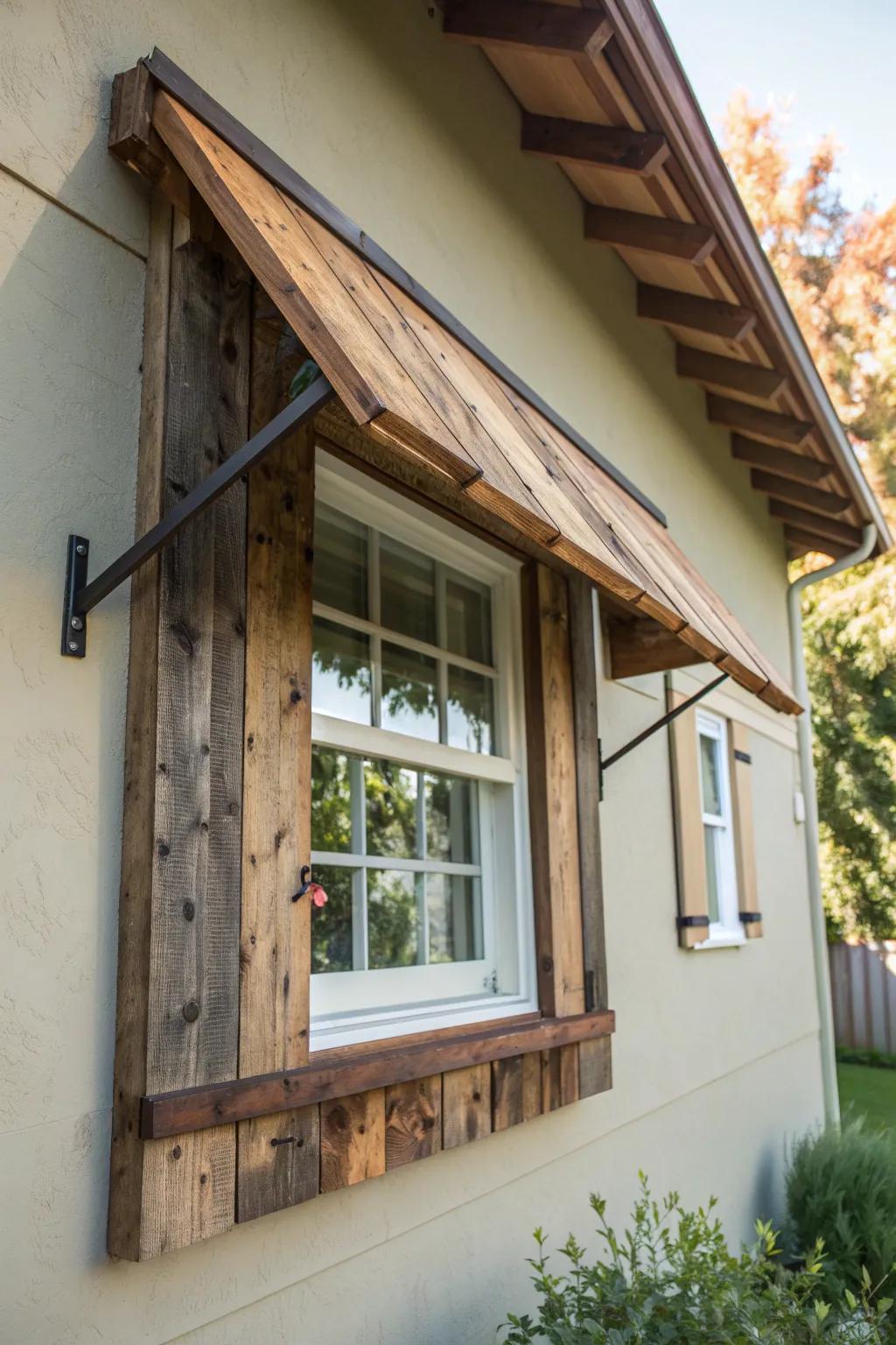 Transform old pallets into stunning window awnings with a touch of craftsmanship.