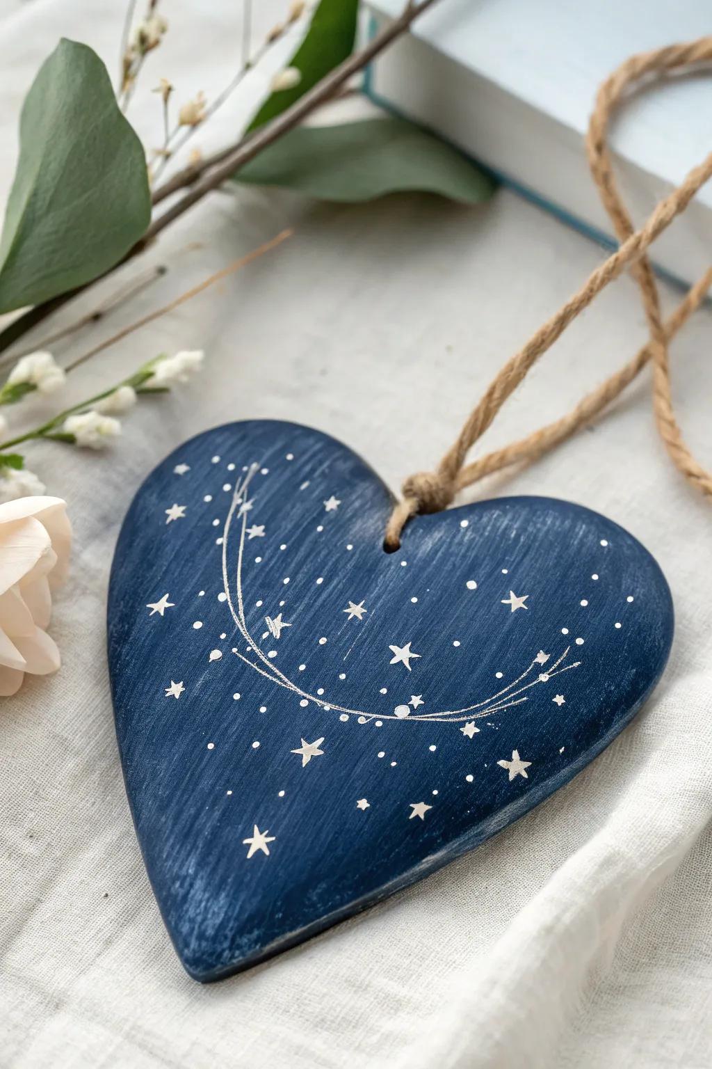 Capture the magic of the night with this stunning night sky heart painting. Perfect for adding a touch of serenity to any space. #ScandiBoho #HeartArt