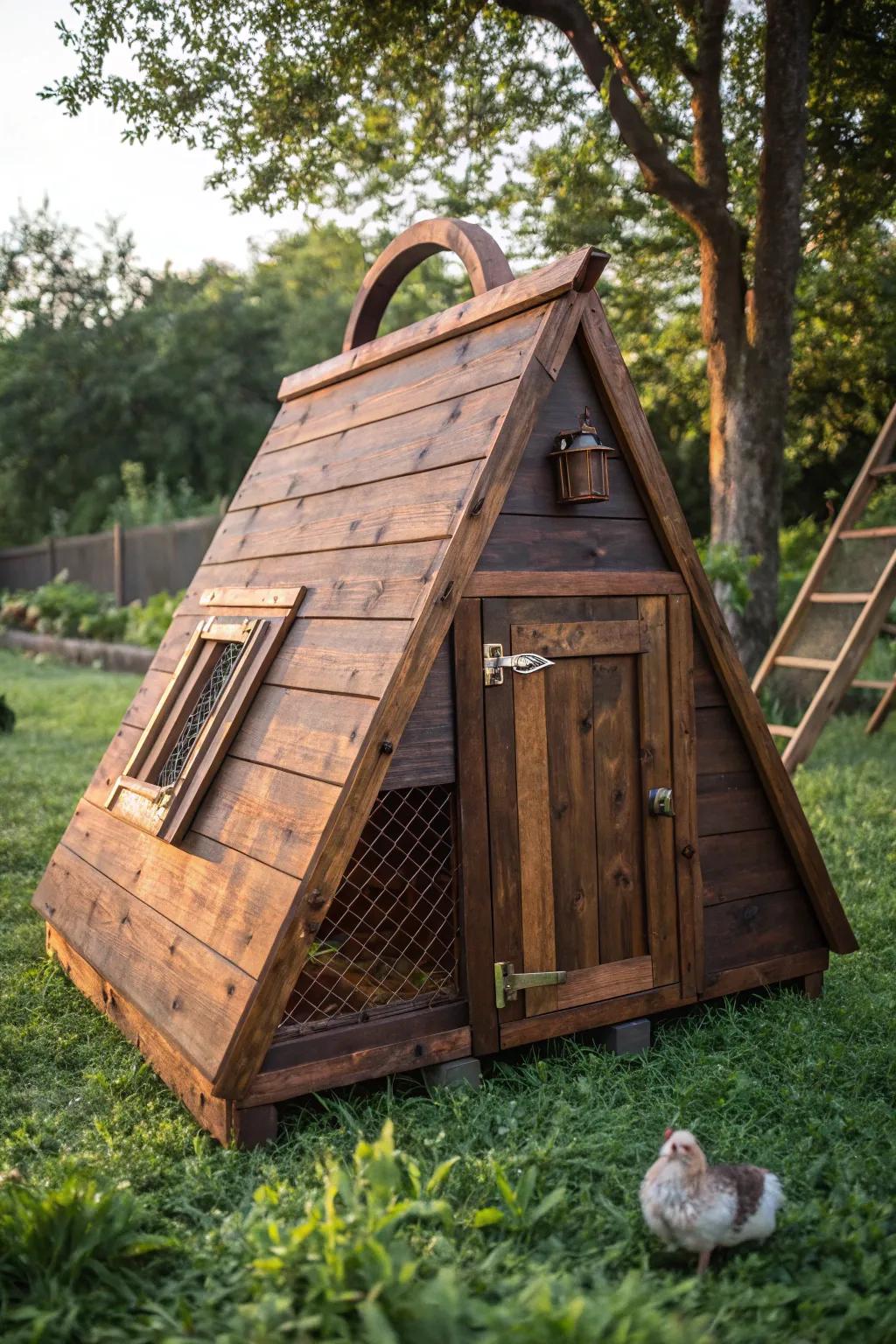 Discover the perfect blend of charm and practicality with this handcrafted A-frame chicken coop.