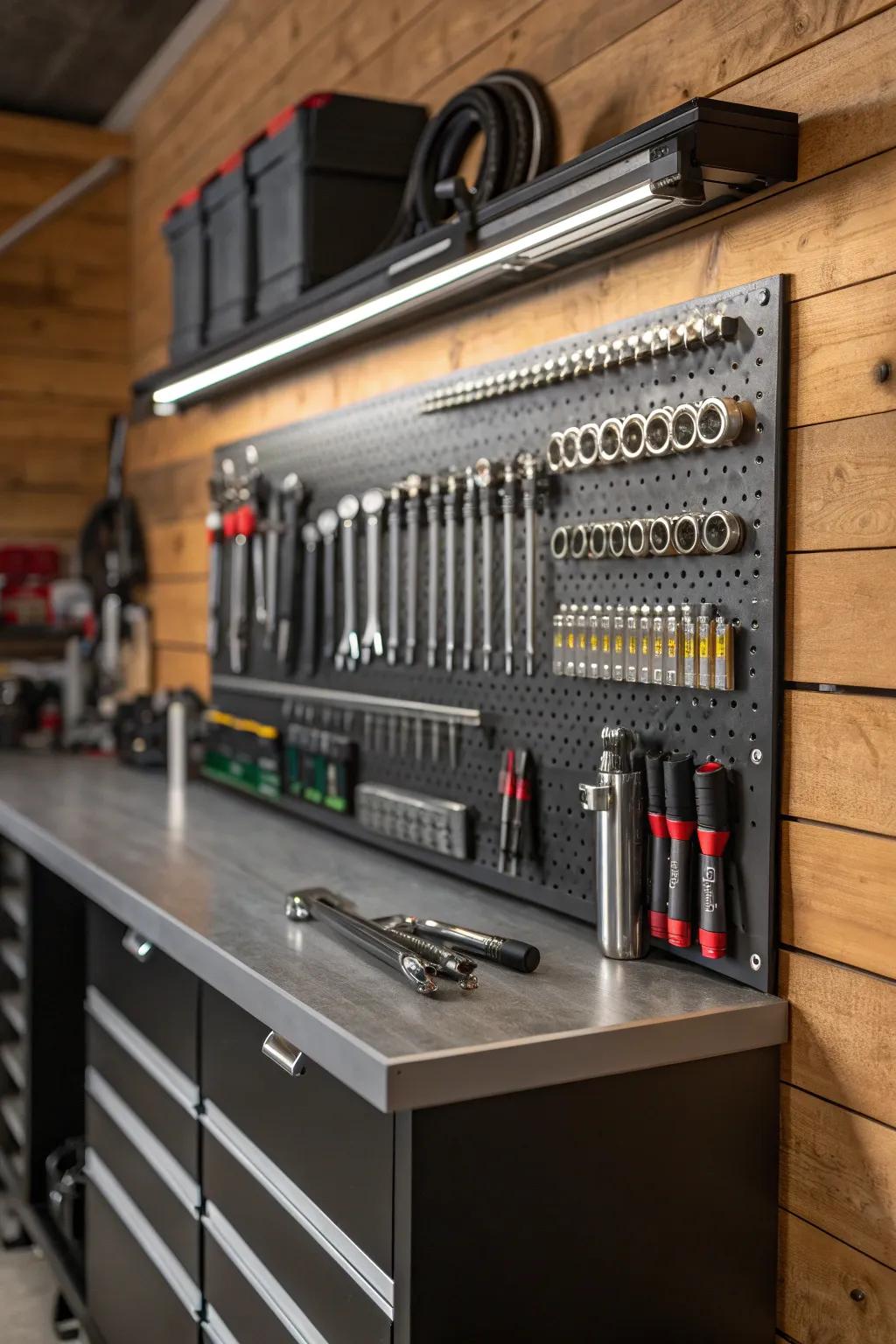 Elevate your garage game with this magnetic masterpiece—tools at your fingertips, style on display.