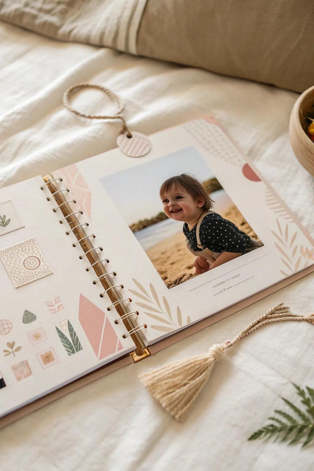 Pure Joy: Capture the magic of childhood in a minimalist scrapbook page that celebrates simplicity and craftsmanship.