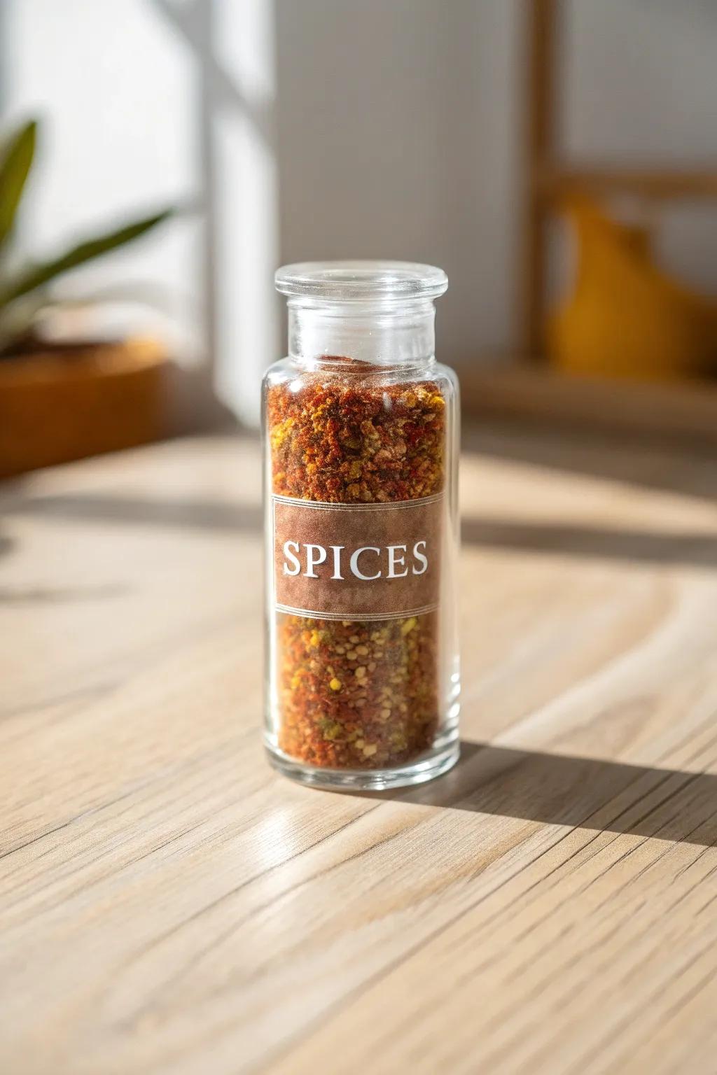 Simplicity Meets Elegance: Transparent labels that let your spices take center stage.