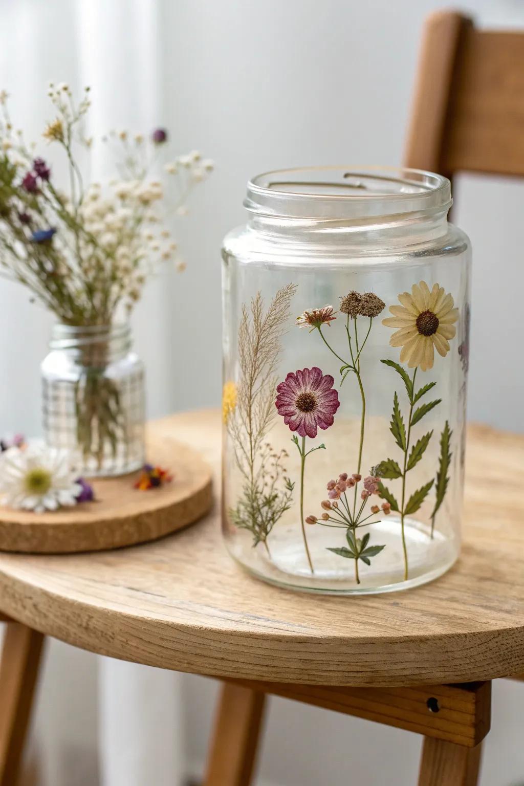 Bring the beauty of nature into your prayer practice with a pressed flower jar.