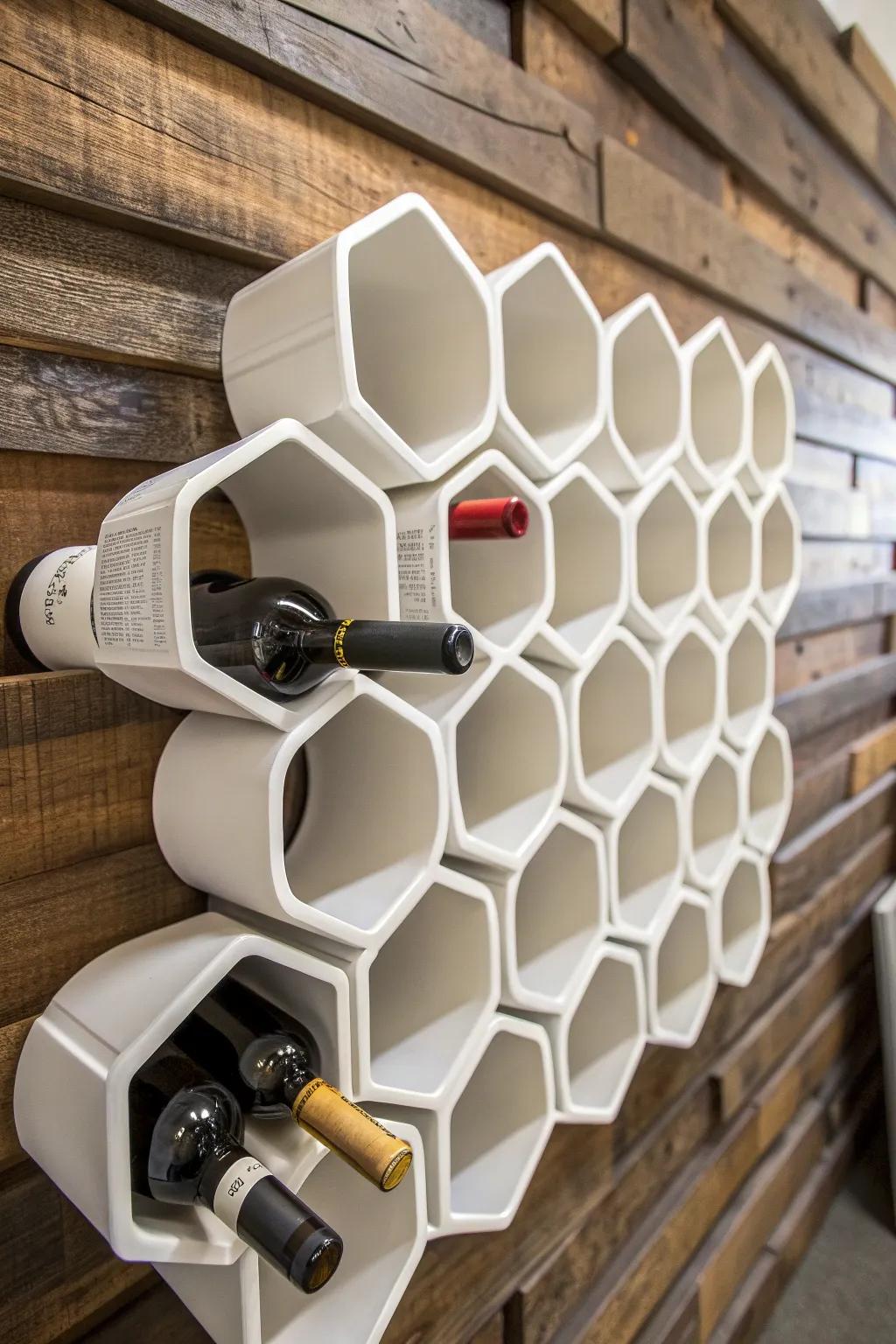 Elevate your wine storage with this chic PVC wine rack, a perfect blend of modern style and craftsmanship.