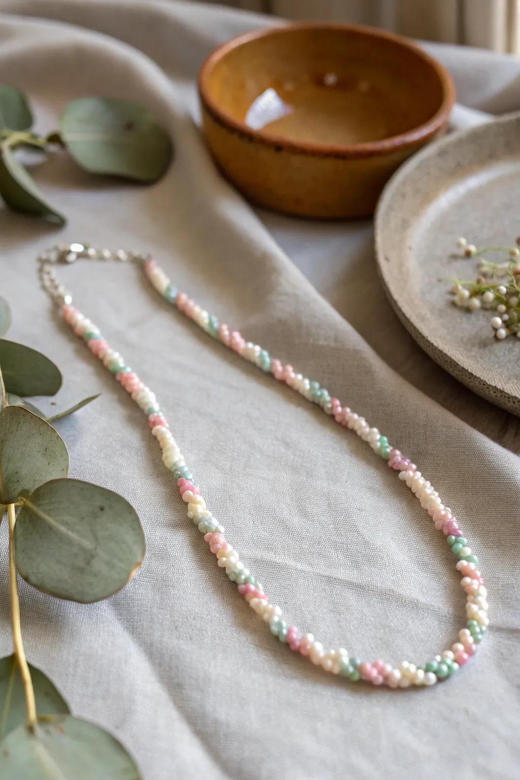 Twist your style with this artisanal spiral seed bead necklace, where simplicity meets elegance.