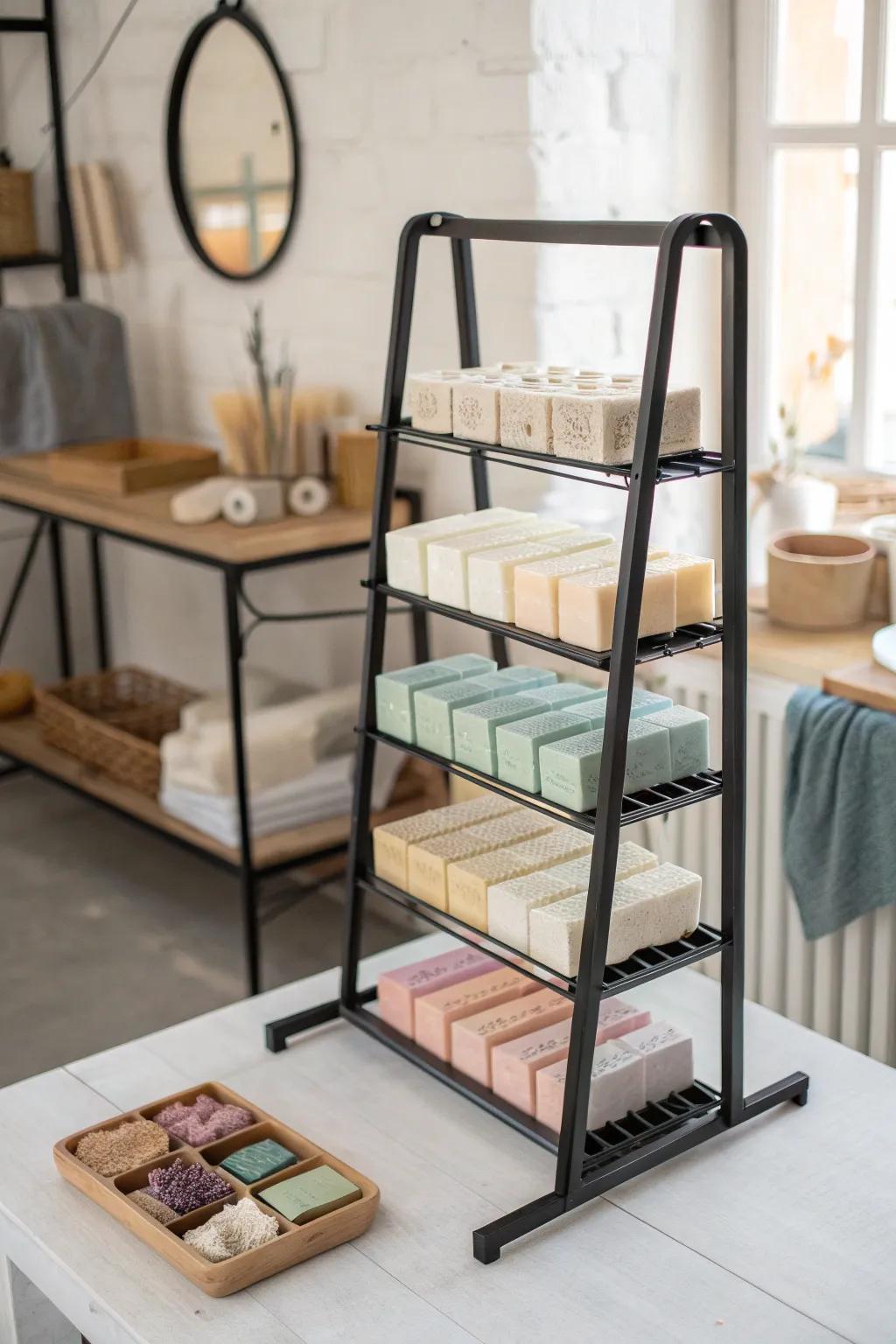 Elevate your soap curing process with timeless elegance and durability. Discover the beauty of minimalist metal racks.