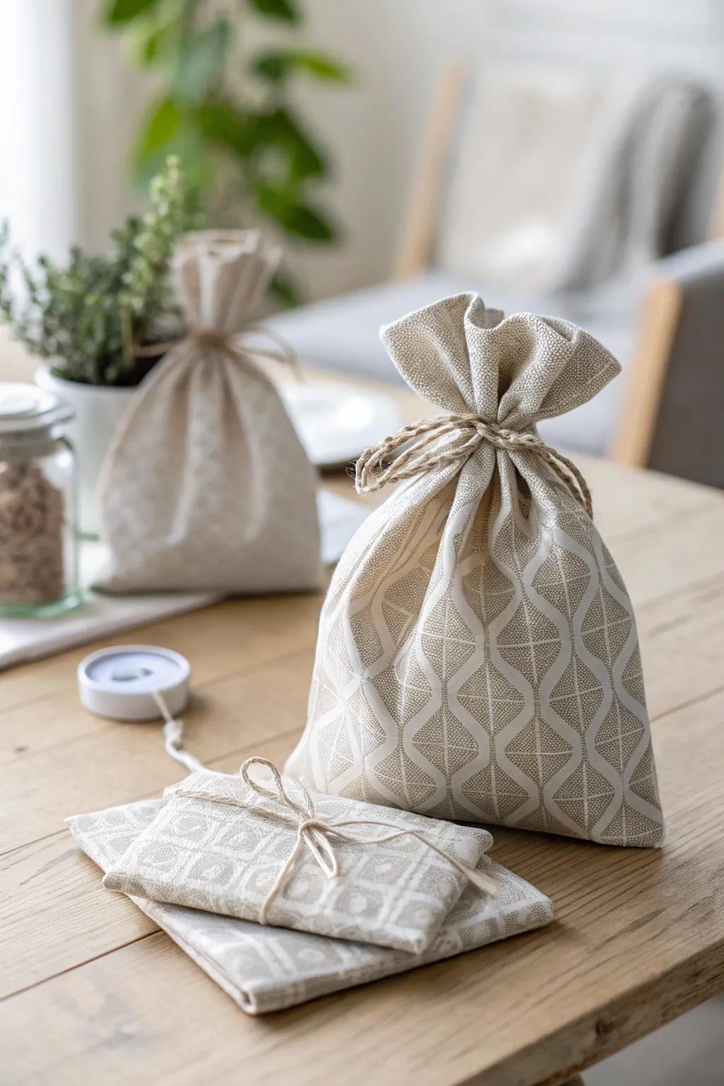 Ingeniously wrapped: Transform a tea towel into a charming gift bag with a touch of Scandinavian elegance.