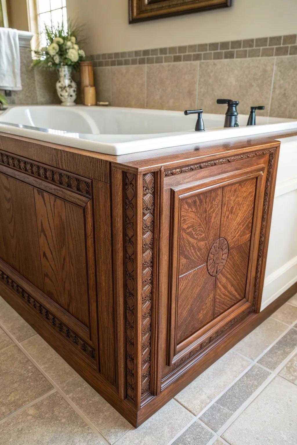 Elevate your bathroom's charm with the warmth of a crafted wooden access panel.