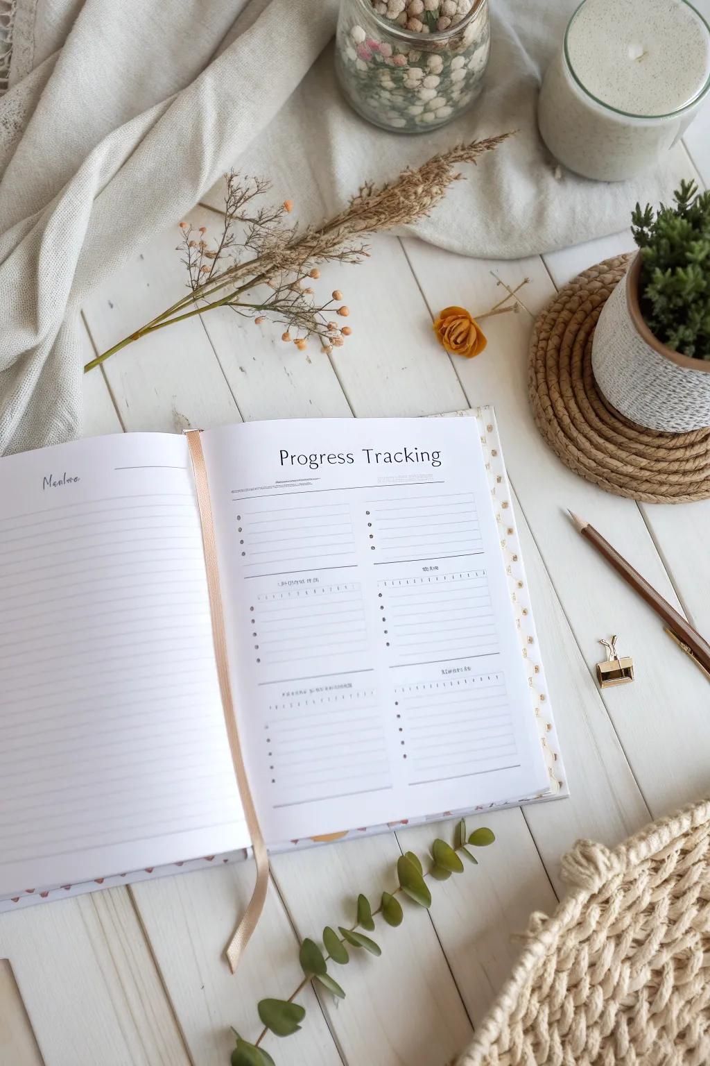 Capture your fitness journey with style and grace. 🌿📖 #ProgressTracking #MinimalistDesign