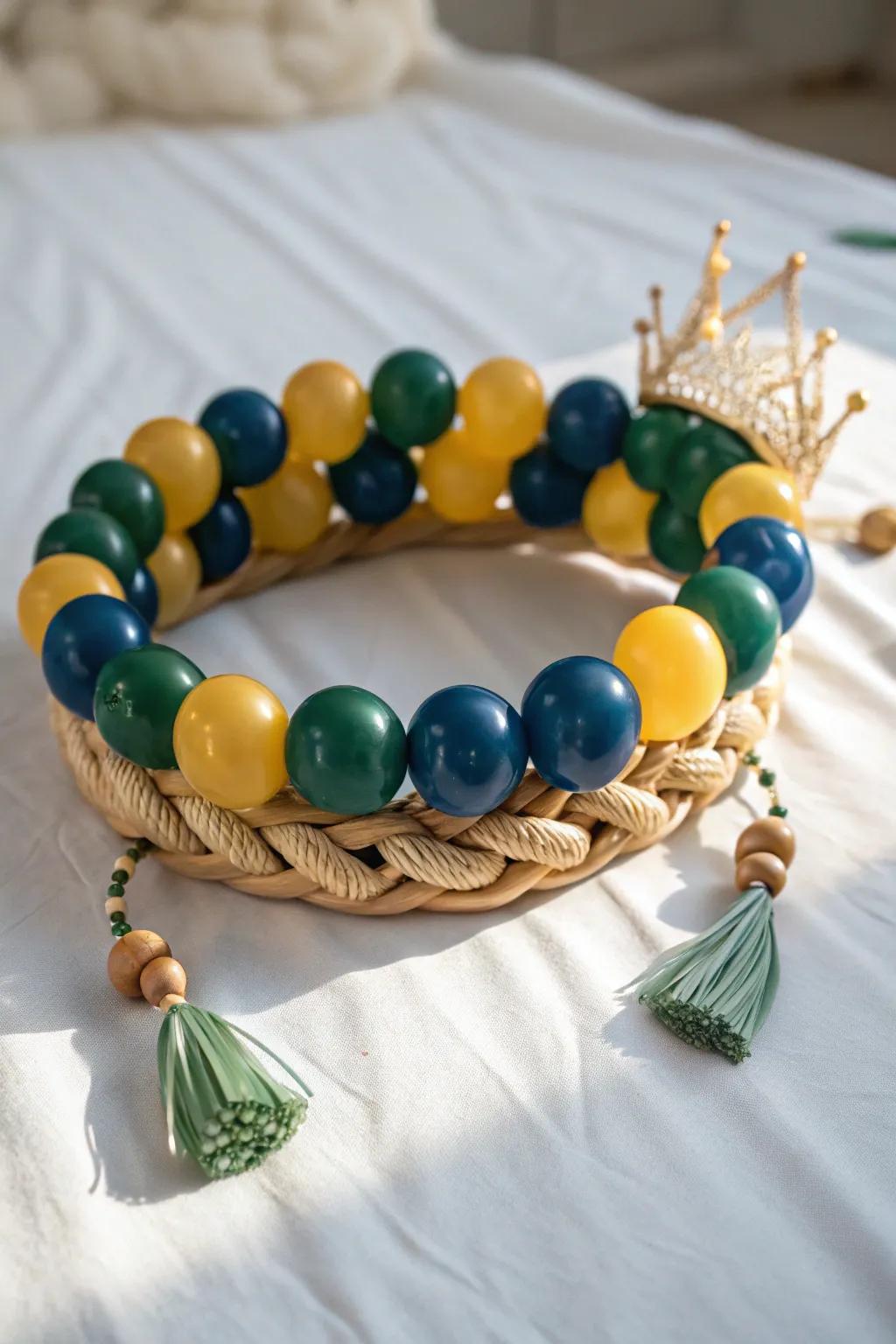 Crowning Glory: Elevate your celebration with a stunning balloon crown that merges simplicity with bold elegance.