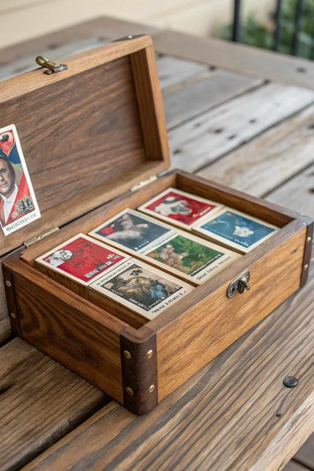 Transform your storage with vintage flair: Baseball cards meet craftsmanship.