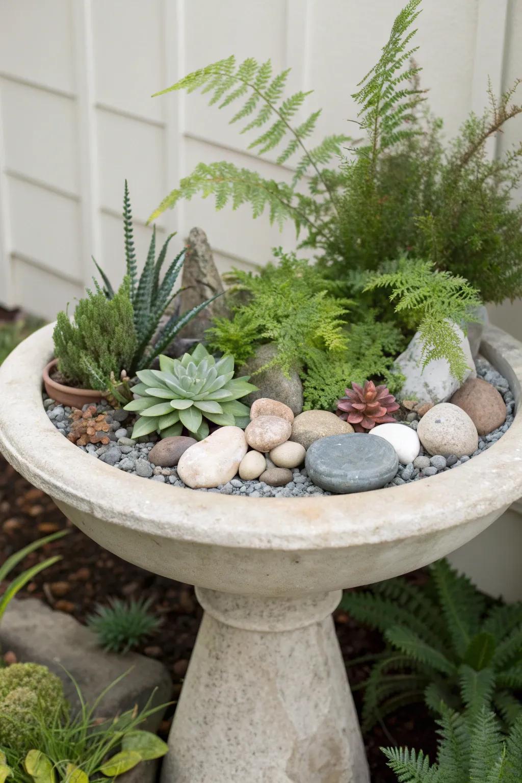 Elevate your garden with a touch of Scandinavian elegance and Boho flair. Discover the beauty in simplicity with our rock and plant harmony.