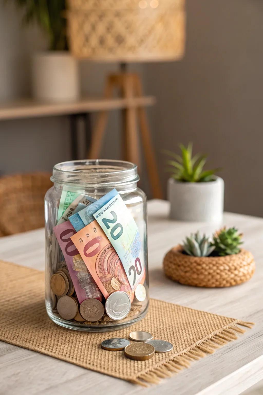 Watch generosity grow with every contribution in this beautifully crafted tip jar.